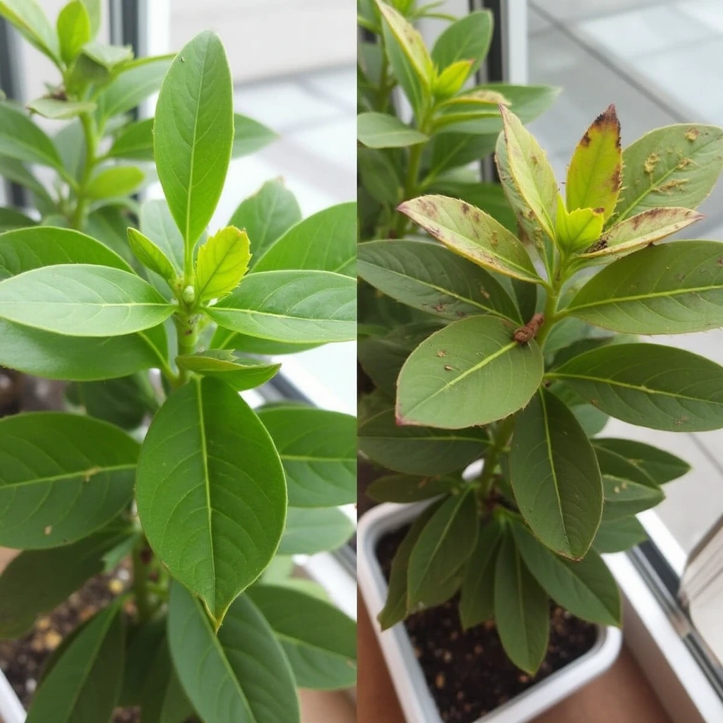Signs your repotted indoor plant is ready for nutrients vs. showing fertilizer burn. (2)