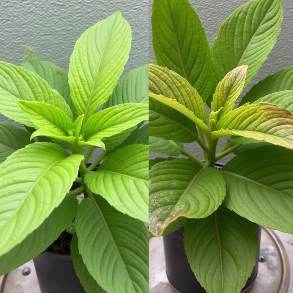 Signs your repotted indoor plant is ready for nutrients vs. showing fertilizer burn.